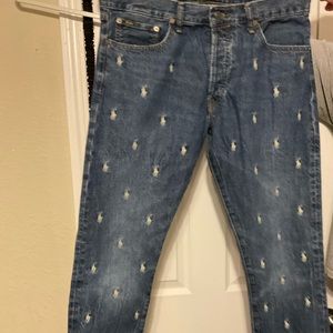 Mens polo logo design denim jeans